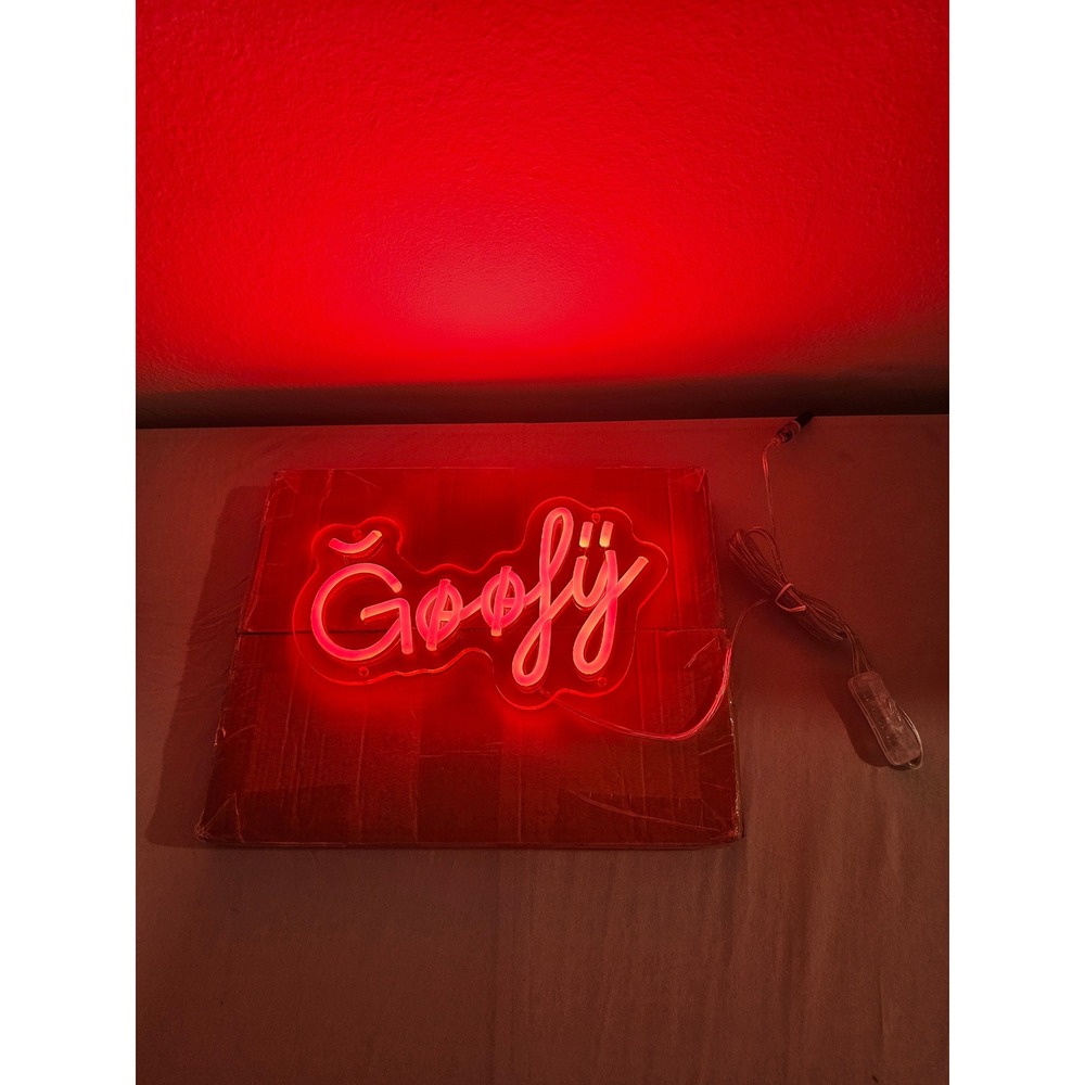 Goofy Red LED Neon Sign Script‎ Wall Decor Light with Acrylic Backing 12 Inch